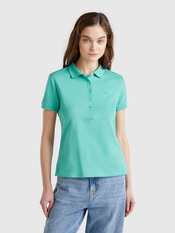 Slim fit polo in stretch cotton Women
