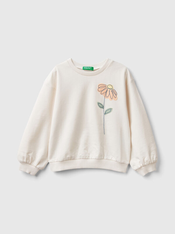Sweatshirt with floral embroidery Junior Girl
