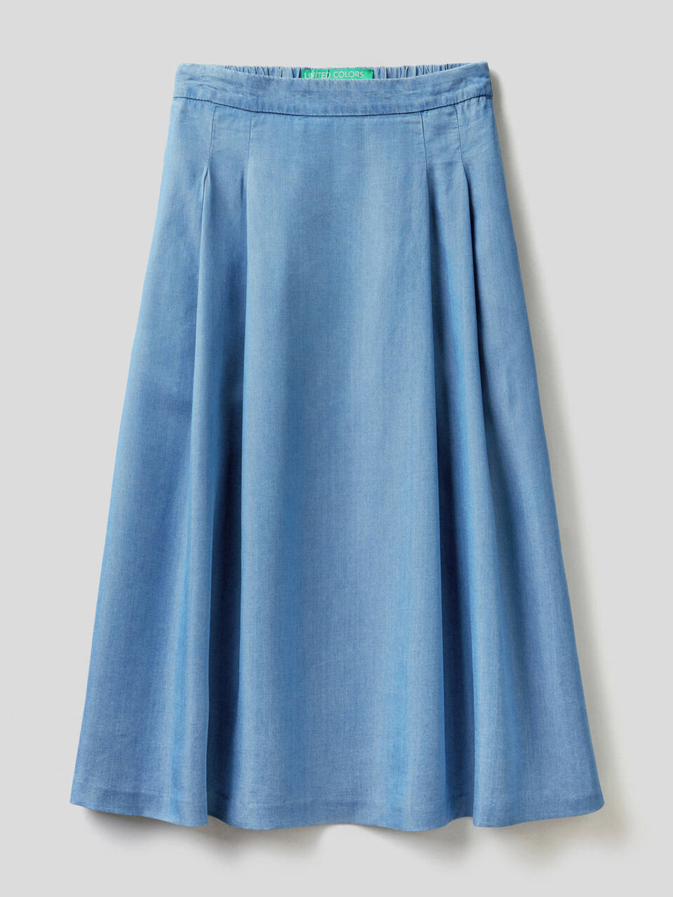 Wide denim look skirt. image number 1