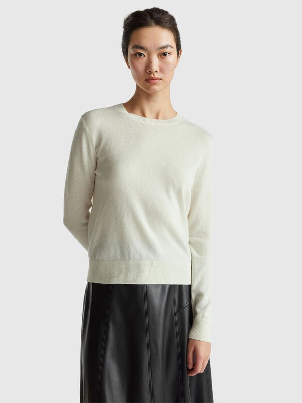Cream white sweater in pure cashmere Women