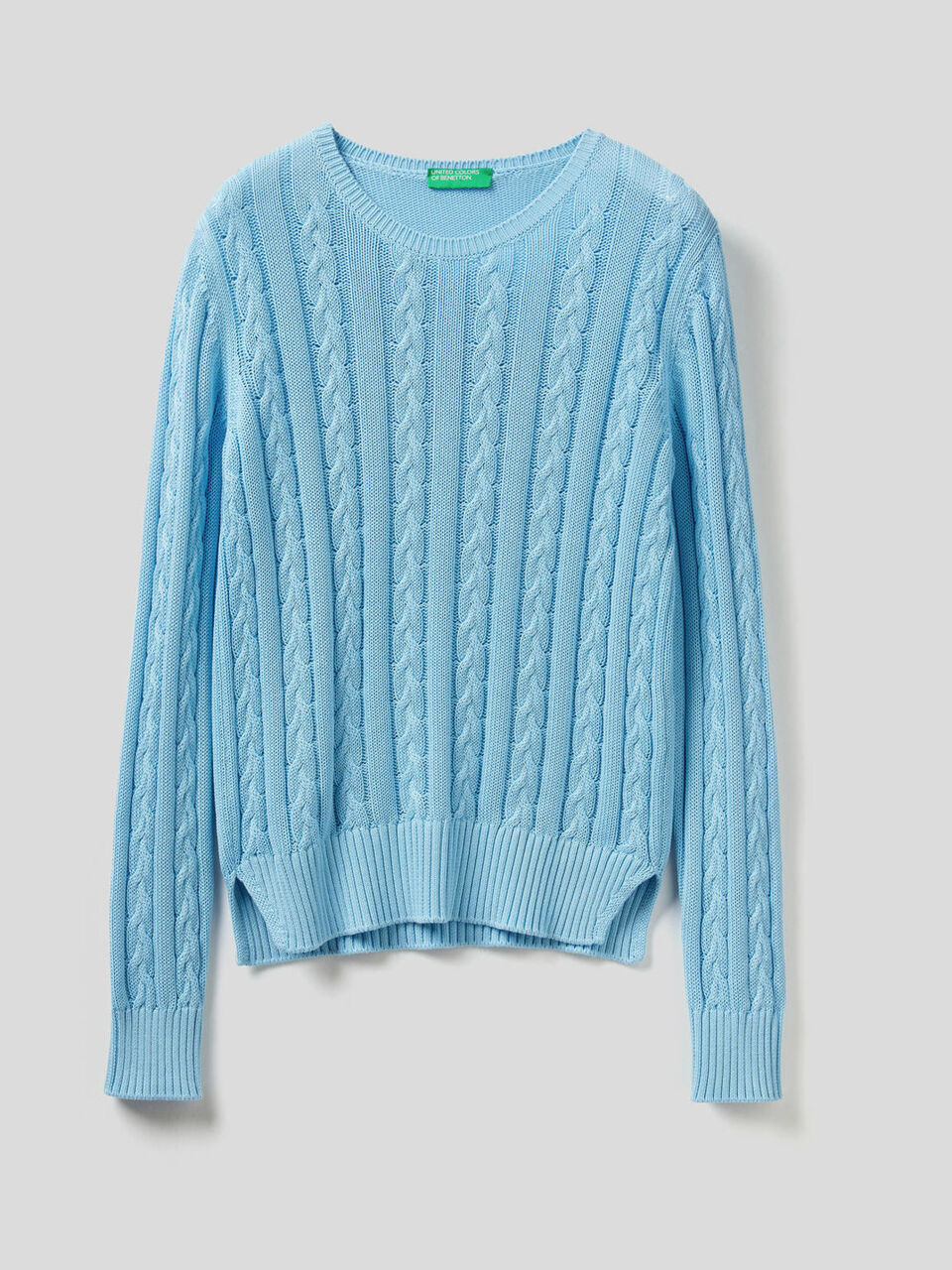 Cotton sweater with cable knit image number 1