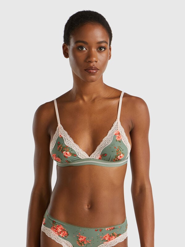 Triangle bra with floral print Women