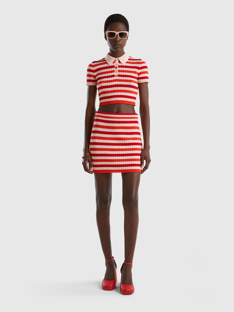 Striped cropped polo