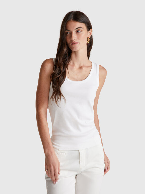 White tank top in pure cotton Women