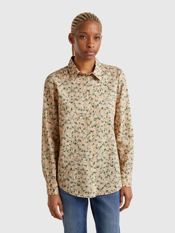 Floral green shirt Women