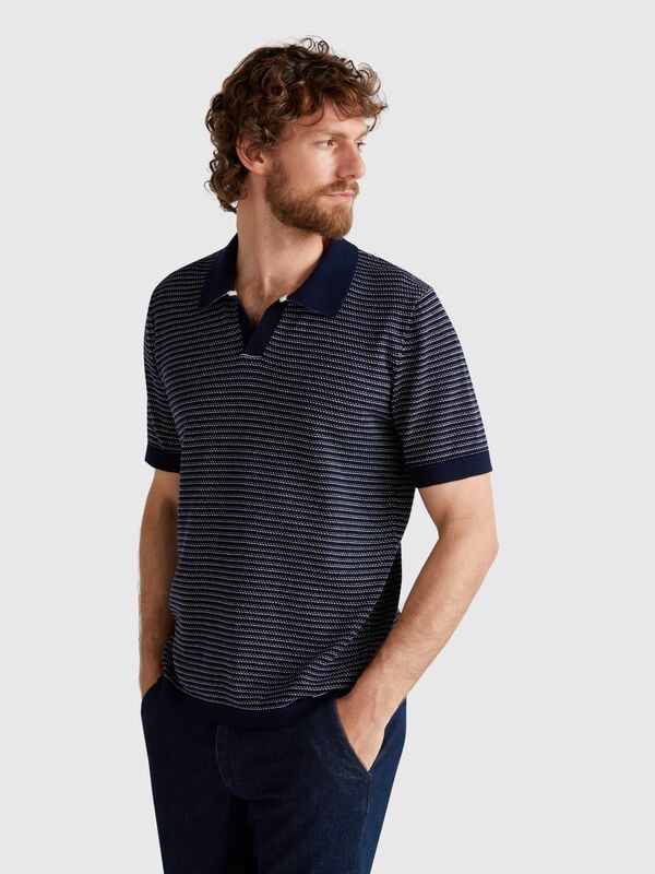 Melange polo in pure cotton Men