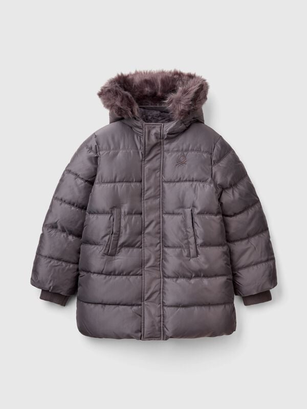 Long padded jacket in glossy nylon Junior Girl