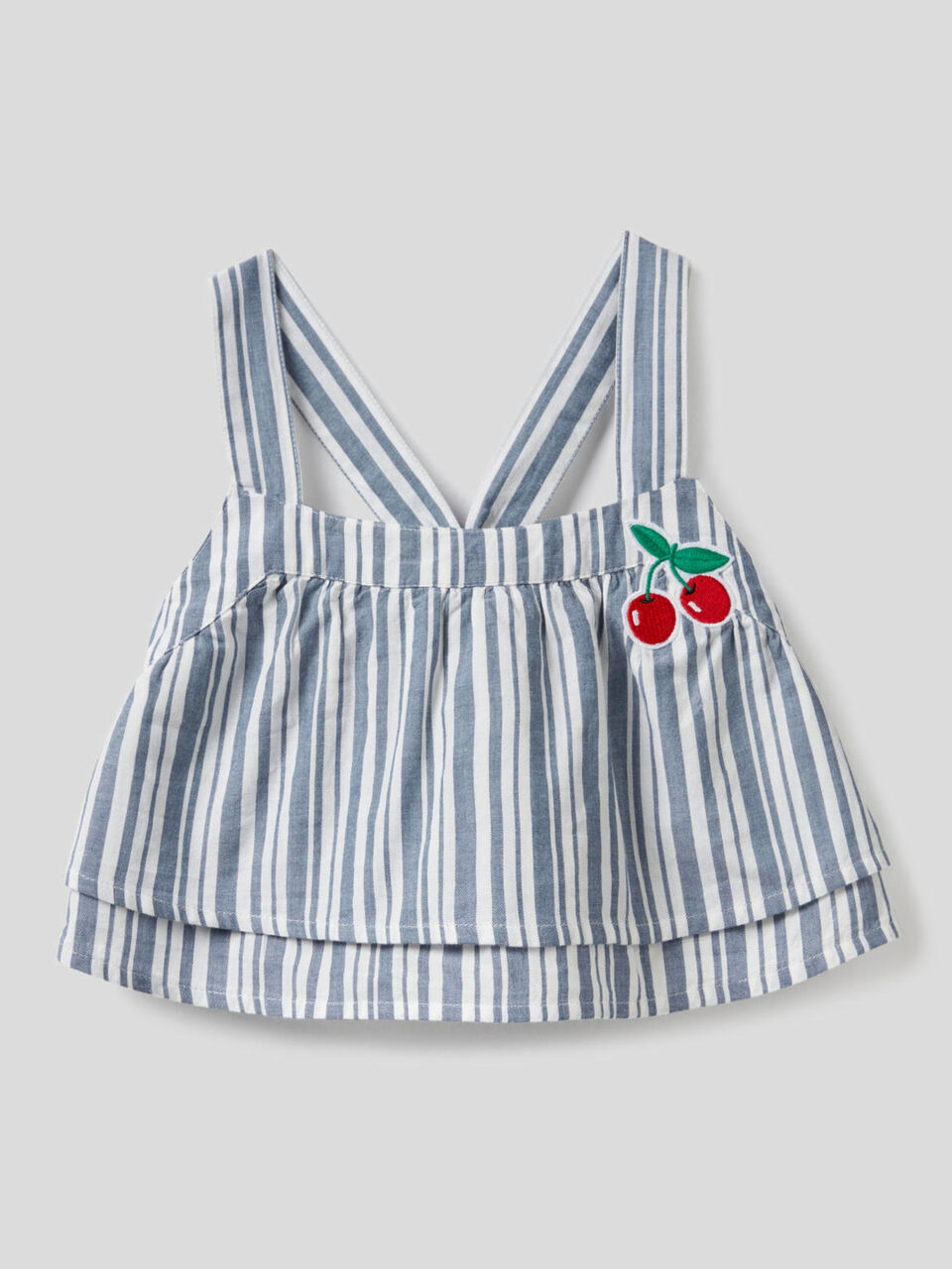 Striped crop top with frills image number 1
