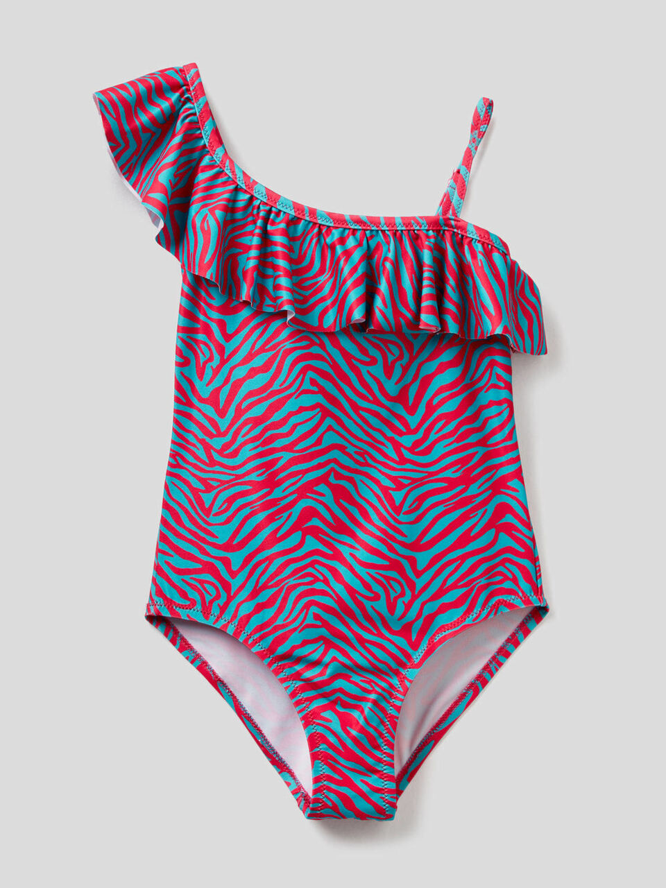 One-piece patterned swimsuit with frill image number 1
