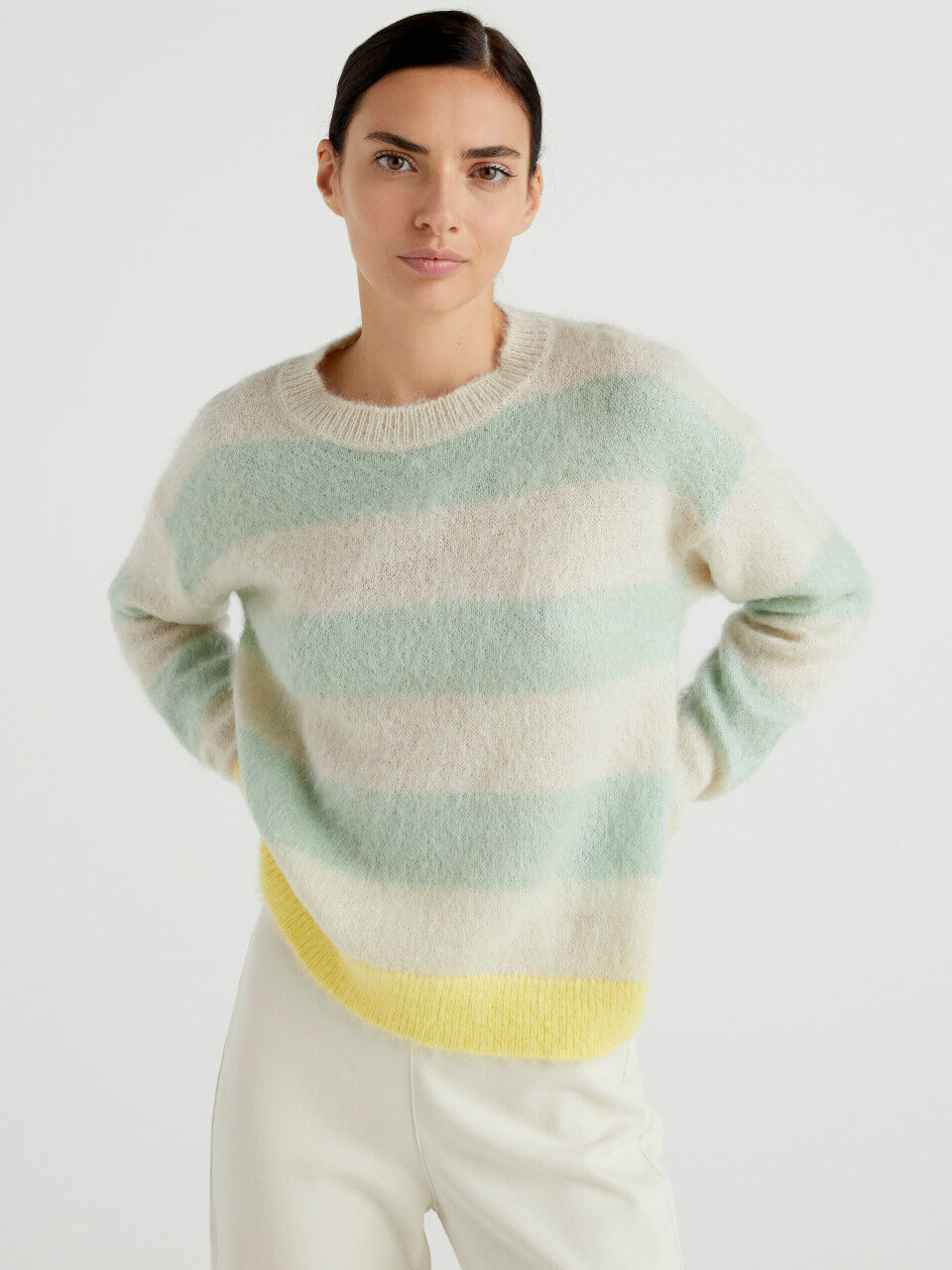 Striped sweater in mohair blend