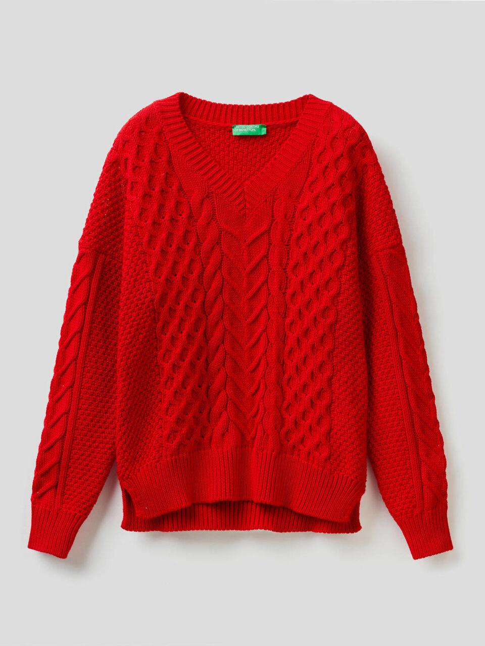 Knit sweater in pure cotton image number 1