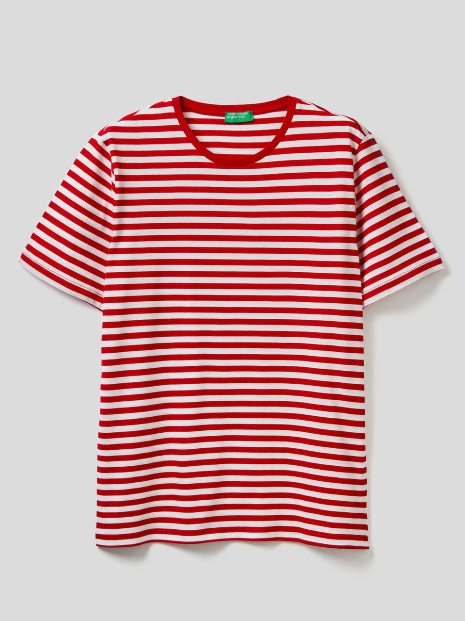 Striped t-shirt in pure cotton image number 1