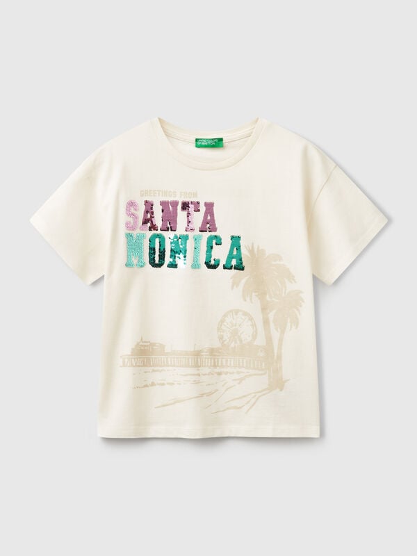 T-shirt with print and sequins Junior Girl