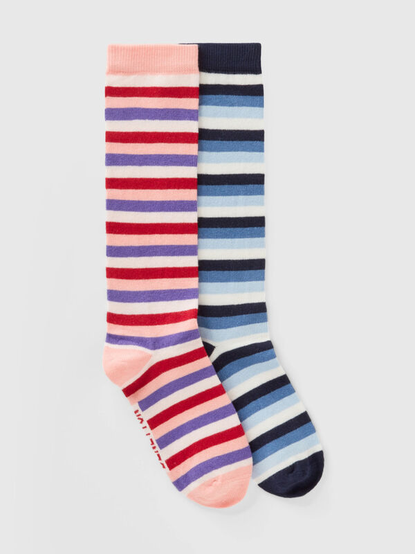 Due sets of striped jacquard socks