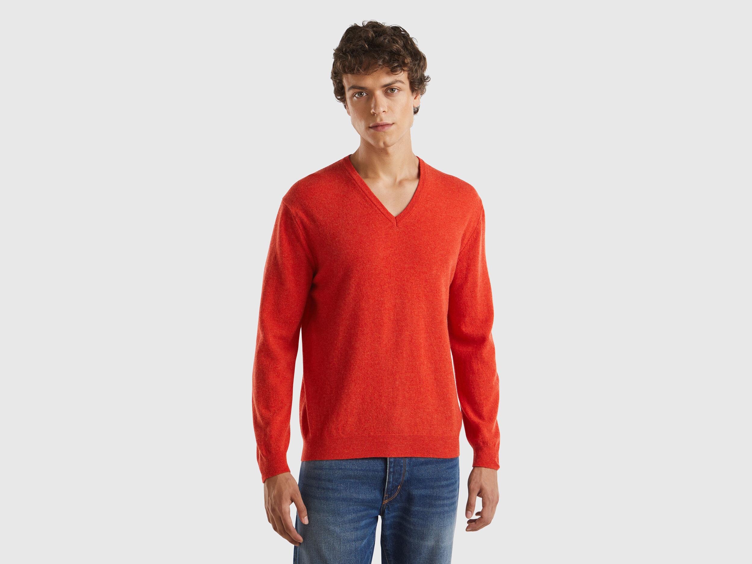 Mens bright red v neck jumper online
