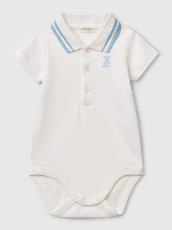 Polo bodysuit in cotton New Born (0-18 months)