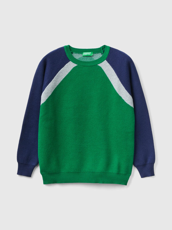 100% cotton color block sweater
