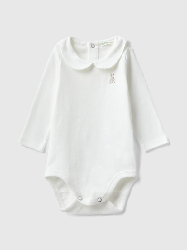 Bodysuit with collar in organic cotton