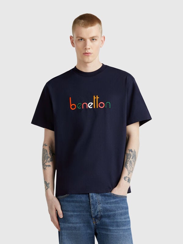 Oversized t-shirt with logo embroidery Men