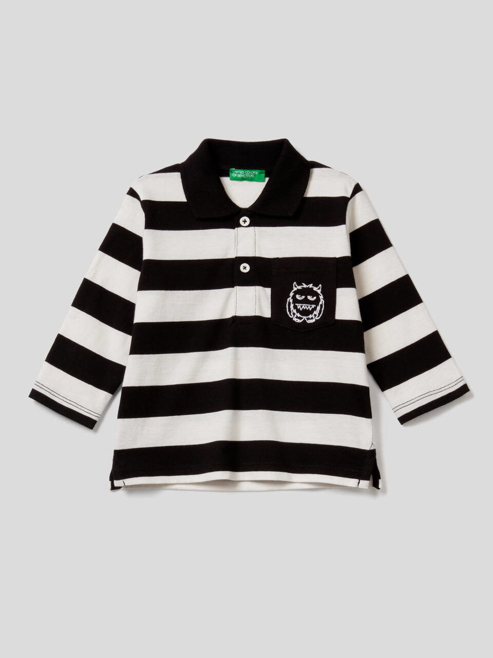 Striped polo in 100% cotton image number 1