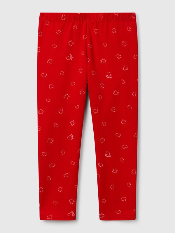 Red leggings with heart print Junior Girl