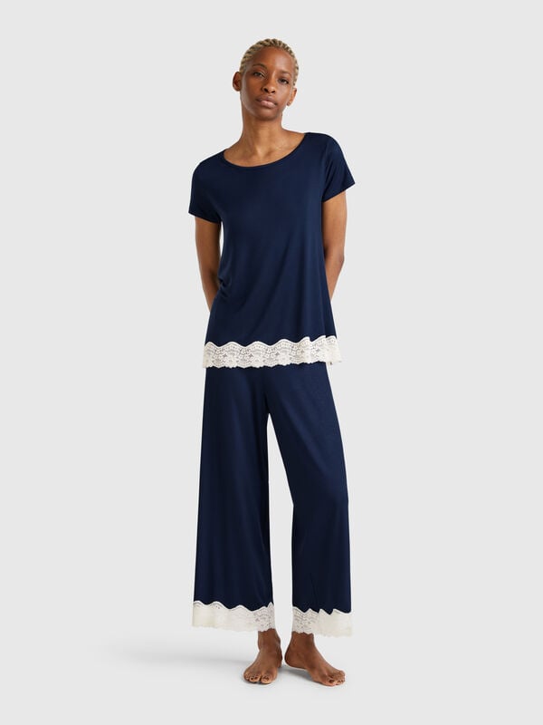 3/4 trousers with lace details Women
