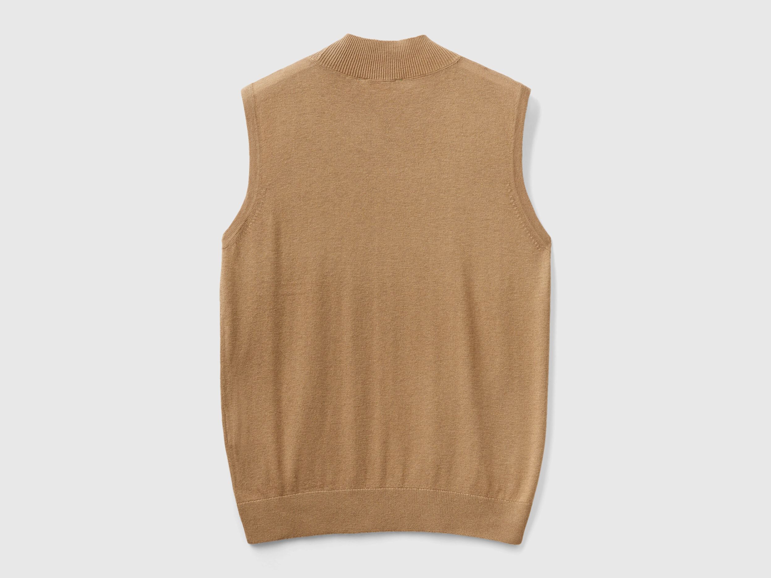 Sleeveless sweater in viscose blend Camel Benetton