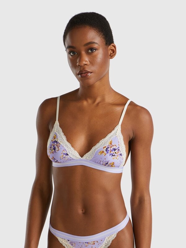 Triangle bra with floral print Women