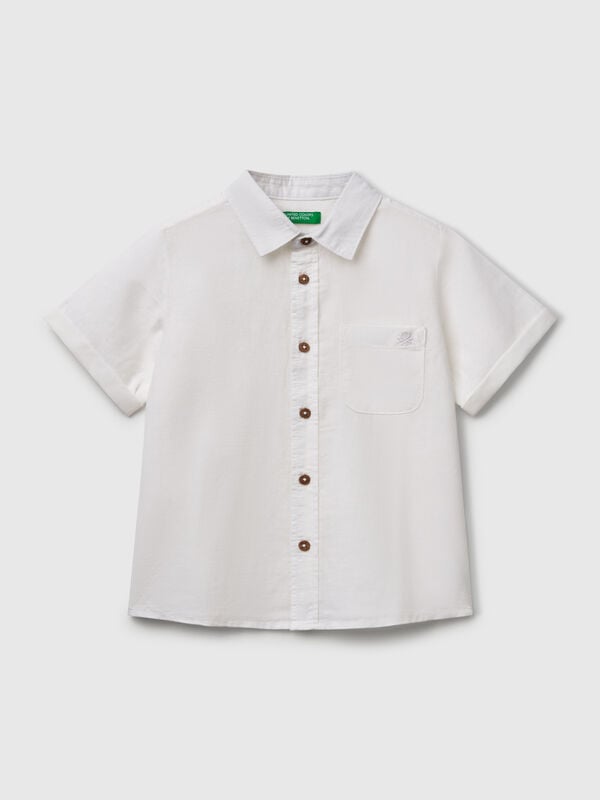 Short sleeve shirt in linen blend Junior Boy