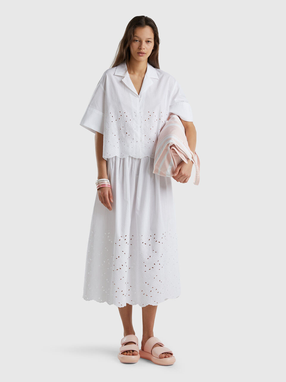 Midi skirt with broderie anglaise embroidery