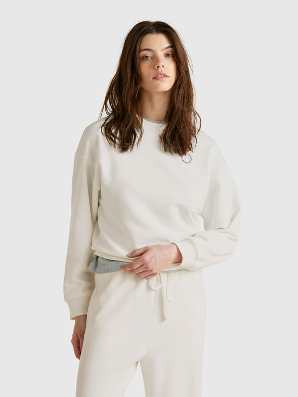 Crew neck sweatshirt in cotton blend Women