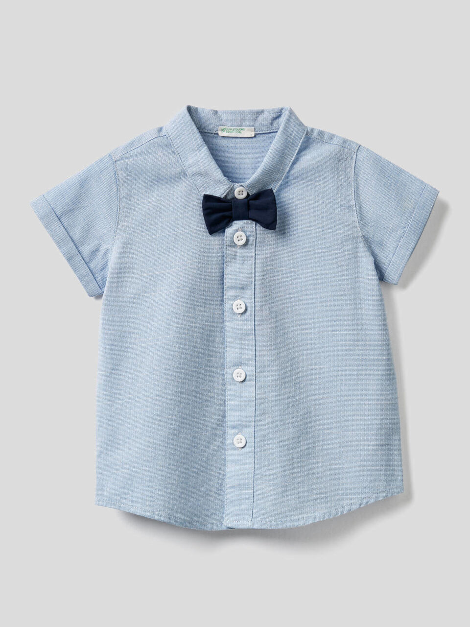 Shirt in pure cotton with bow tie image number 1
