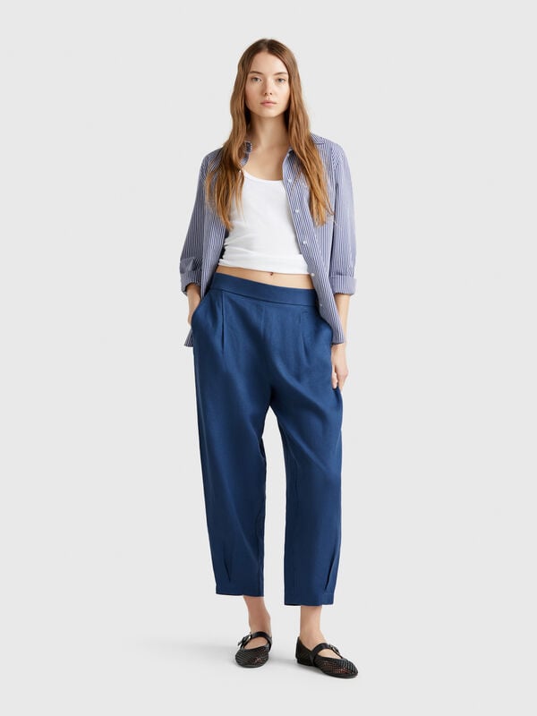 Soft trousers in pure linen Women