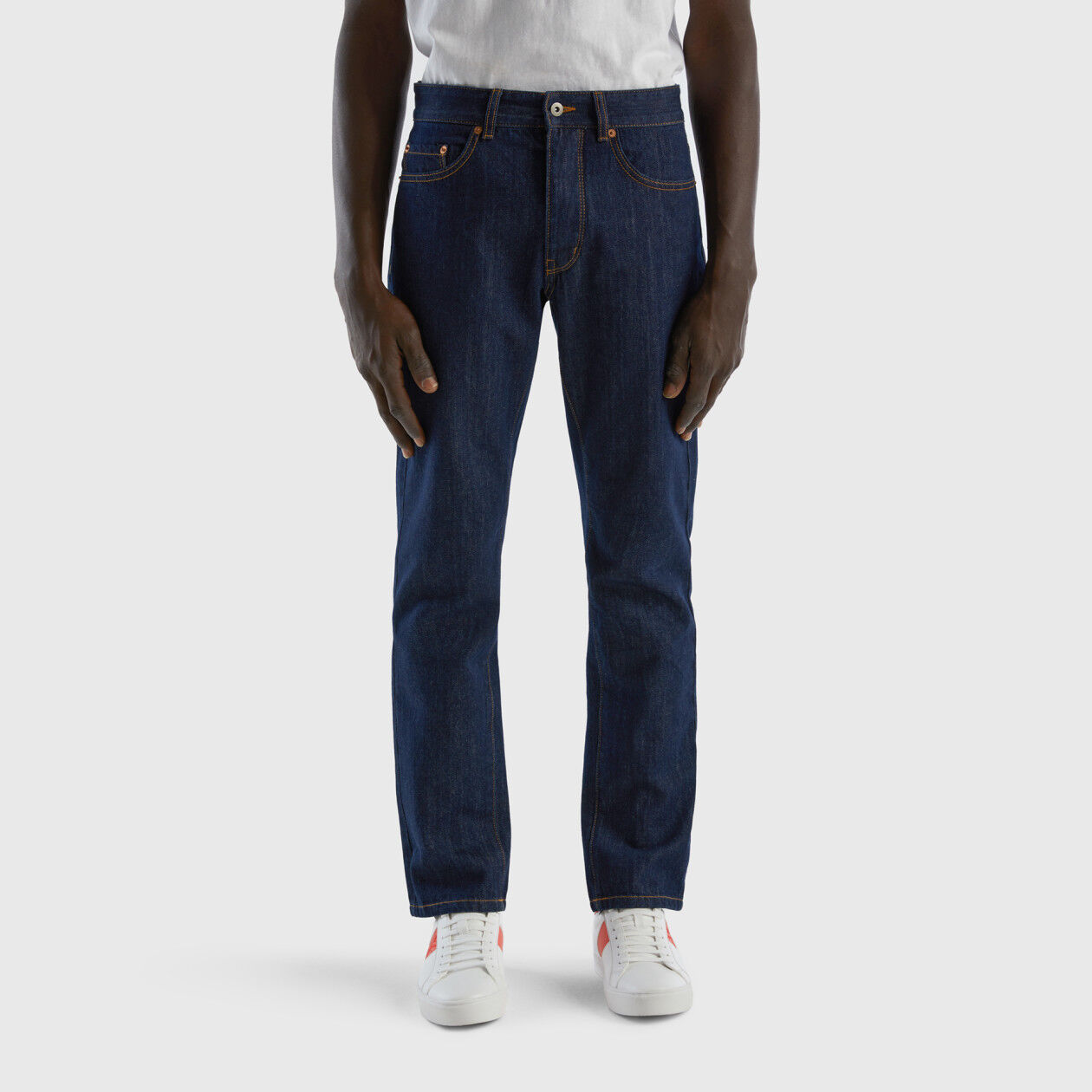 Straight leg 100 cotton jeans Dark Blue Benetton