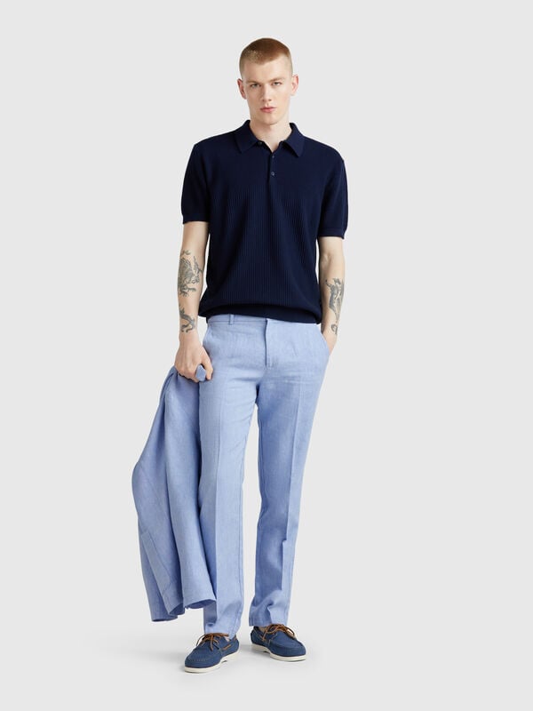 Striped linen blend chinos Men