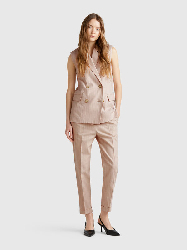 Regular fit pinstriped trousers Women