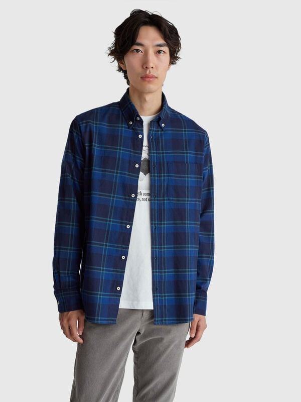 Flannel button-down shirt Men