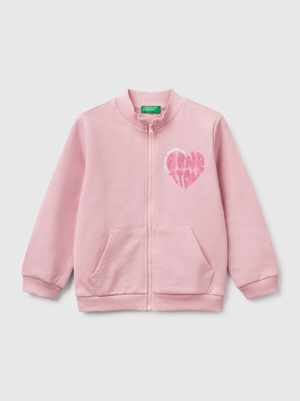 Sweatshirt with zip in cotton Junior Girl