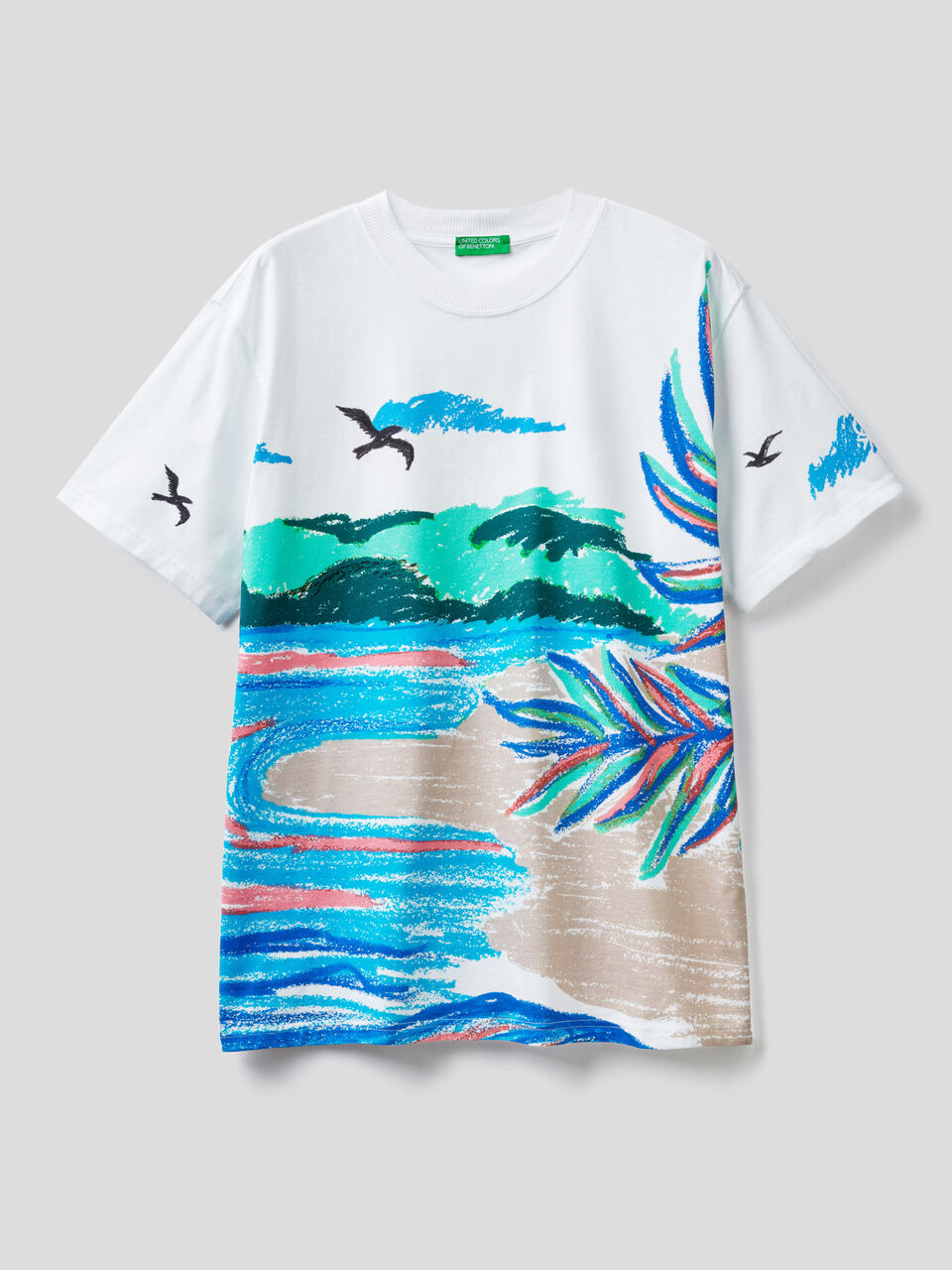 Oversized t-shirt with tropical print image number 1