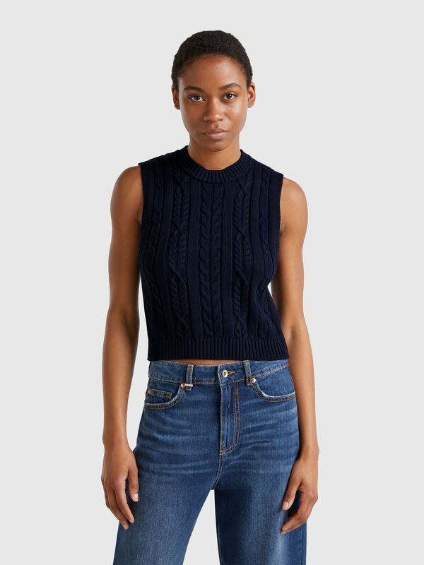 Cropped braided vest Women