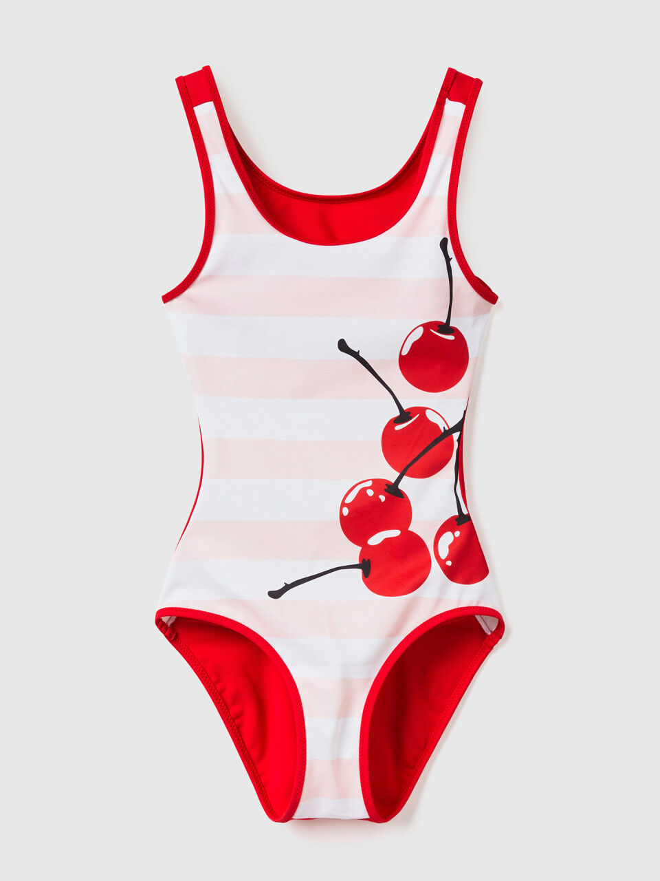 One-piece swimsuit with cherry print
