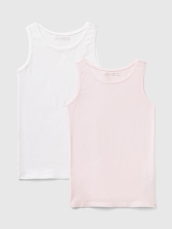 Two tank tops in super stretch cotton Junior Girl