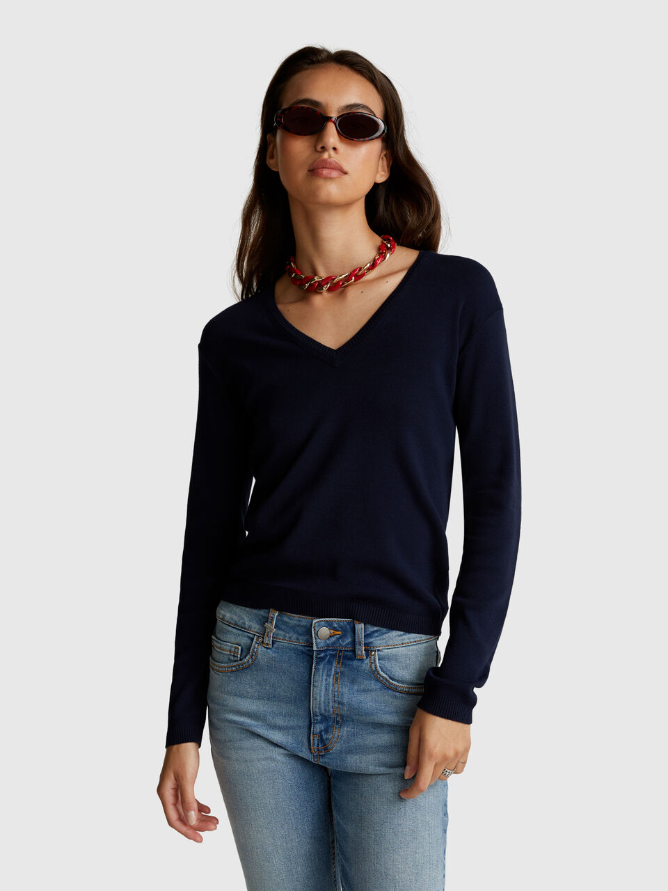 V NECK SWEATER L/S Women image number null