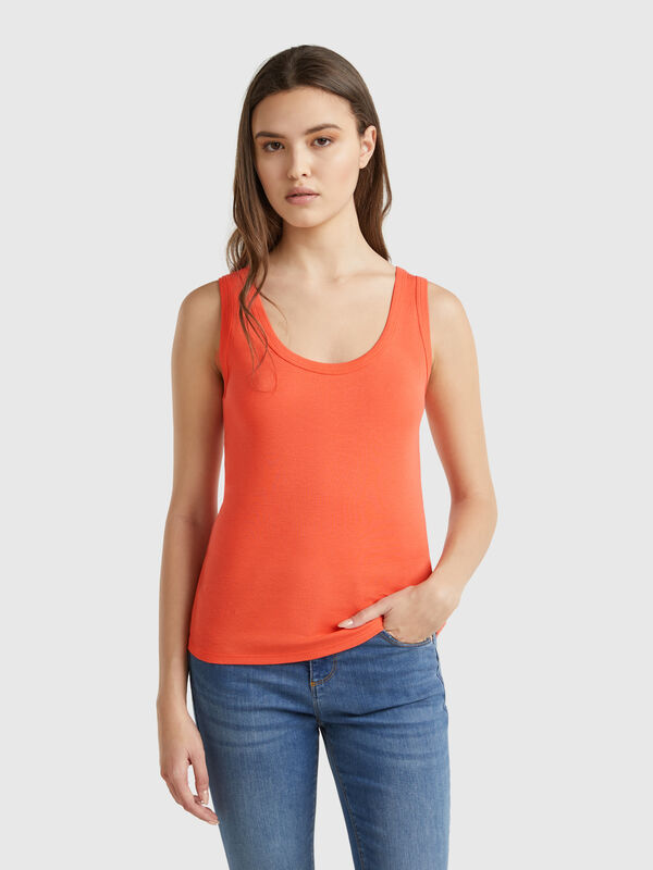 Coral tank top in pure cotton Women