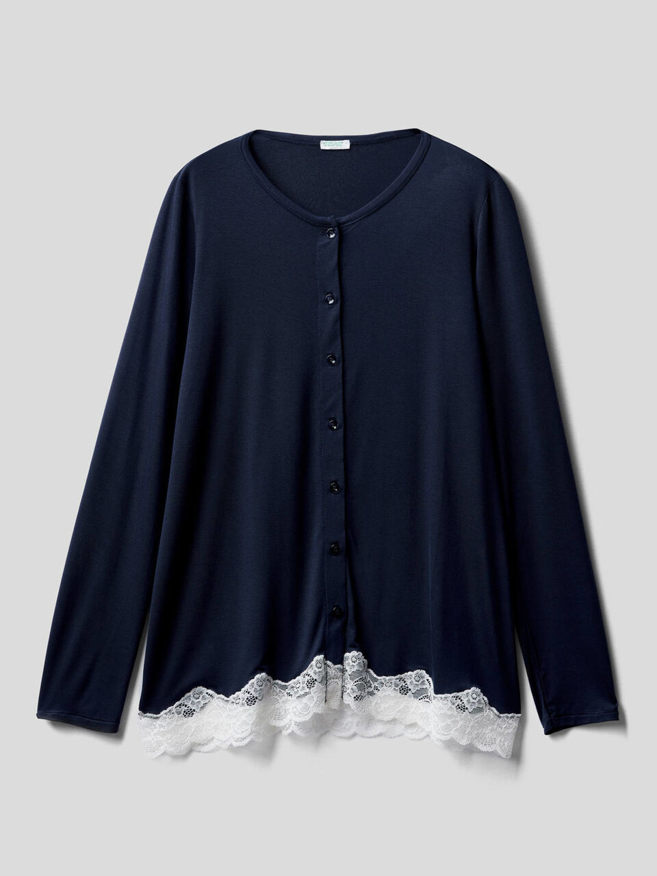 Open sweater with lace detail image number 1
