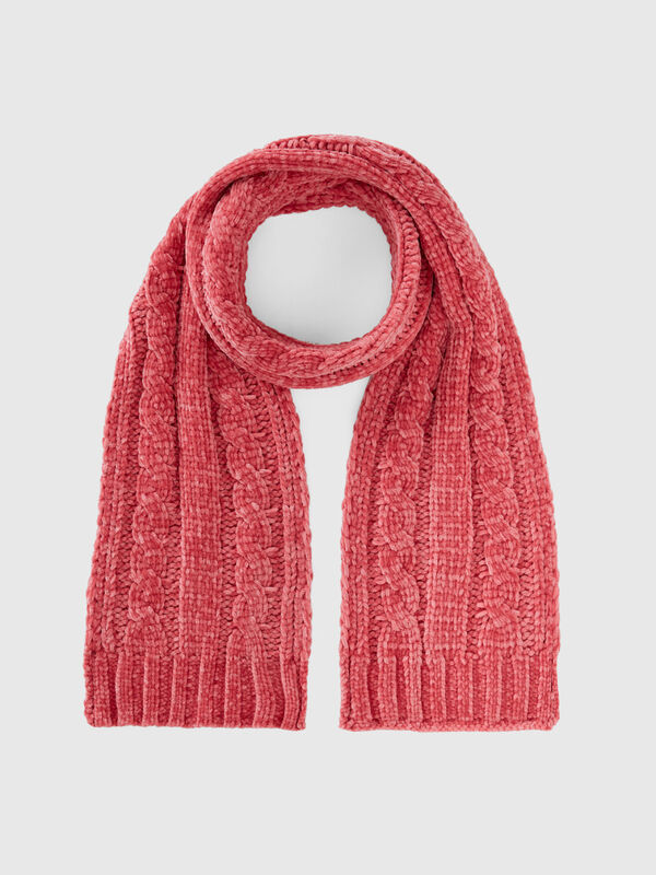 Chenille scarf with cable knit Junior Boy