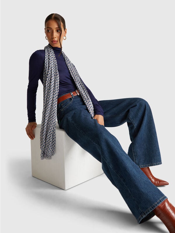 Turtleneck t-shirt in viscose and cashmere blend Women