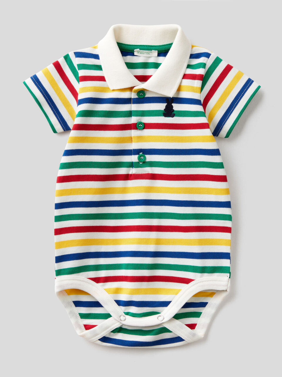 Polo bodysuit in stretch cotton image number 1