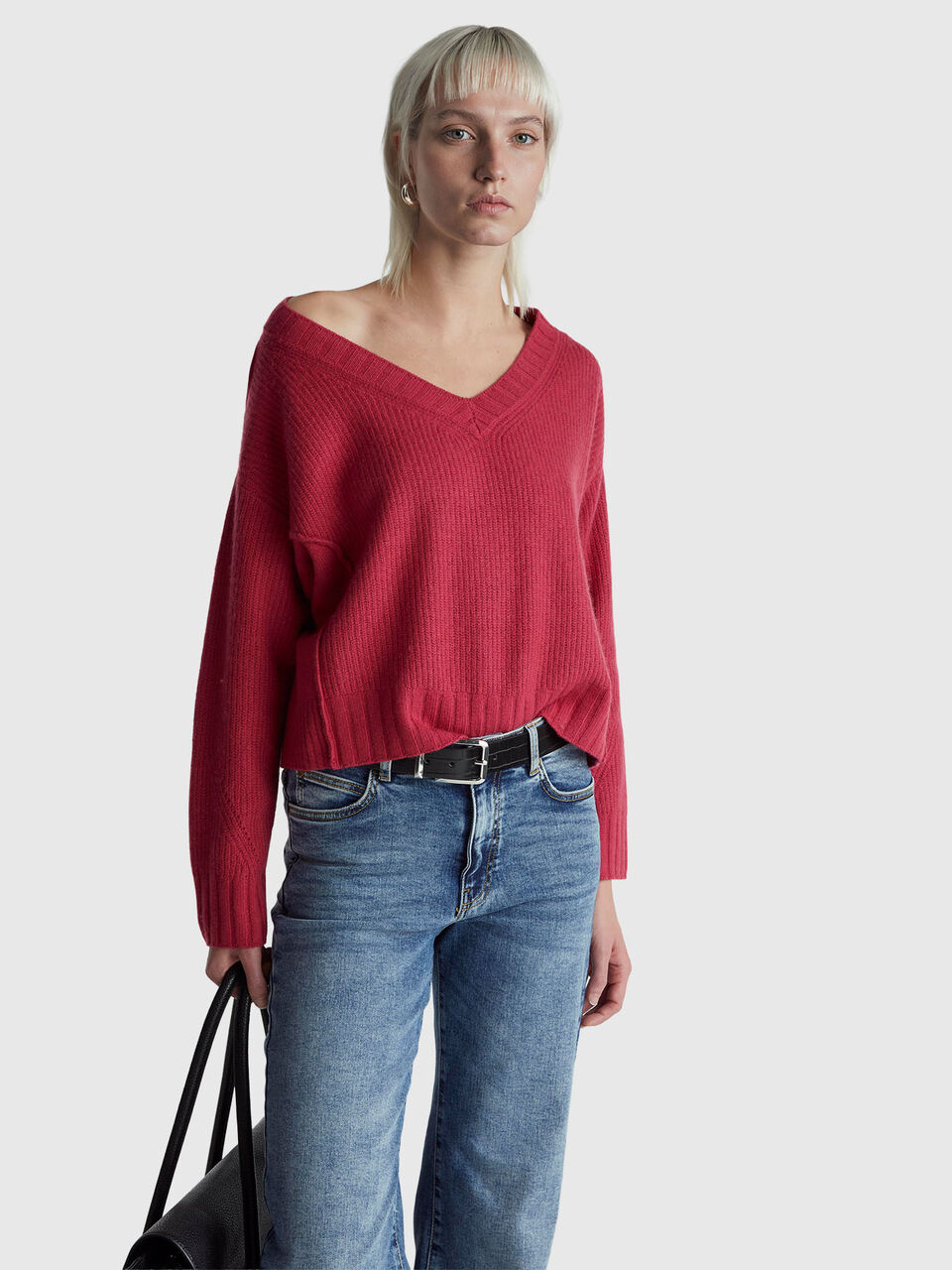 V NECK SWEATER L/S Women image number null