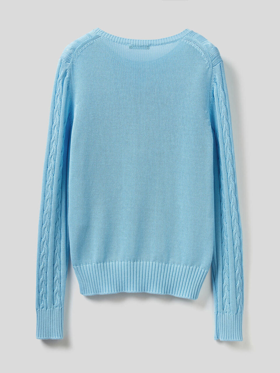Cotton sweater with cable knit image number 2